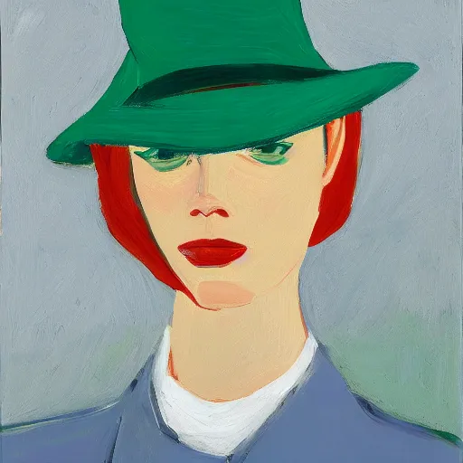 Image similar to woman with hat, by Alex Katz, colorful