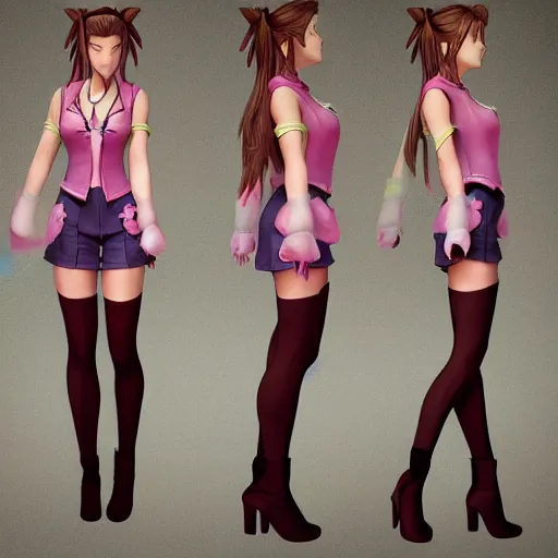 Image similar to full body shot of aerith gainsborough, concept art trending on artstation