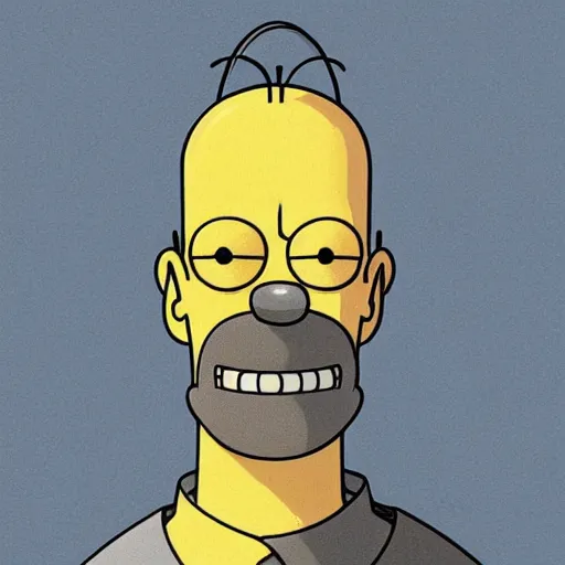 Prompt: a study of cell shaded portrait of Homer Simpson concept art, llustration, post grunge, concept art by josan gonzales and wlop, by james jean, Victo ngai, David Rubín, Mike Mignola, Laurie Greasley, highly detailed, sharp focus, alien, Trending on Artstation, HQ, deviantart, art by artgem