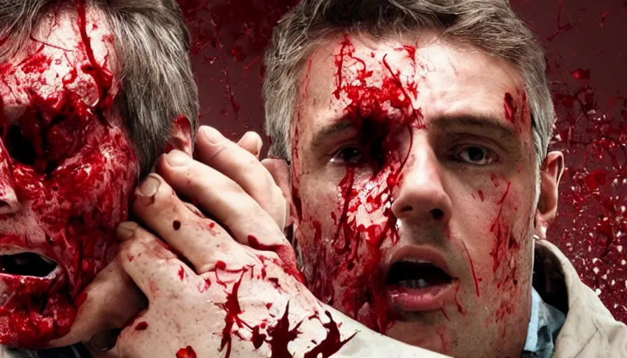 Image similar to big budget action movie about dead scientist's bloody head wound