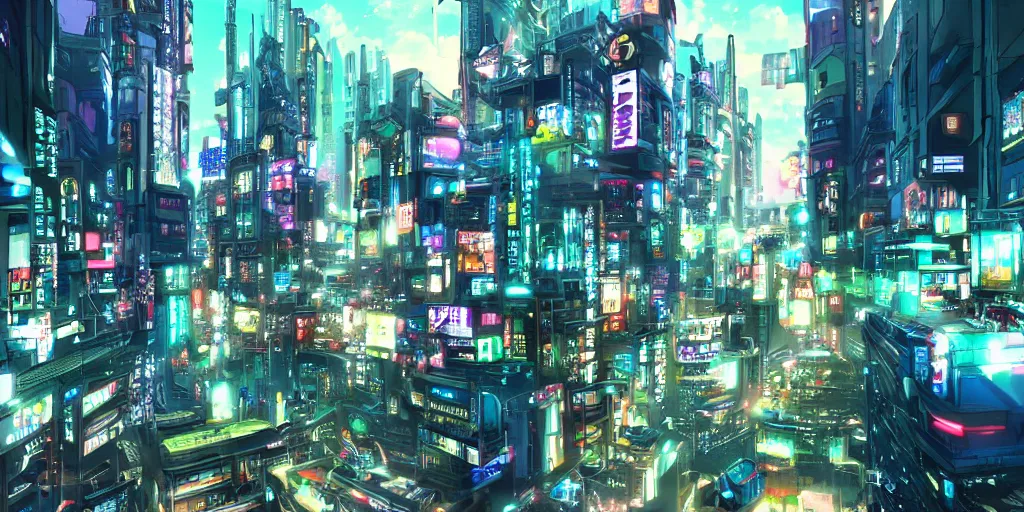 Image similar to Beautiful anime cyberpunk city