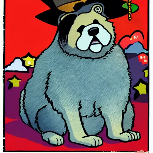 Image similar to a chow chow magician cartoon