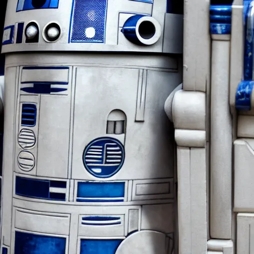 Prompt: close - up of the art deco detailing on r 2 d 2