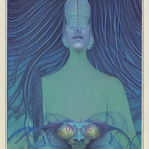 Prompt: lavish ecru by edward okun, by carsten meyerdierks, by mœbius. a beautiful illustration. a ripple passes through its eyestalks. i wish it had a face : the stare of its moist forest of orbs is unnerving.