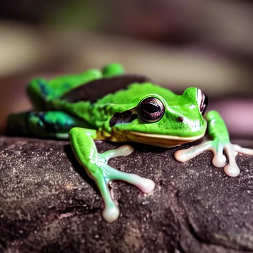 Image similar to frog in yoghurt, macro photography