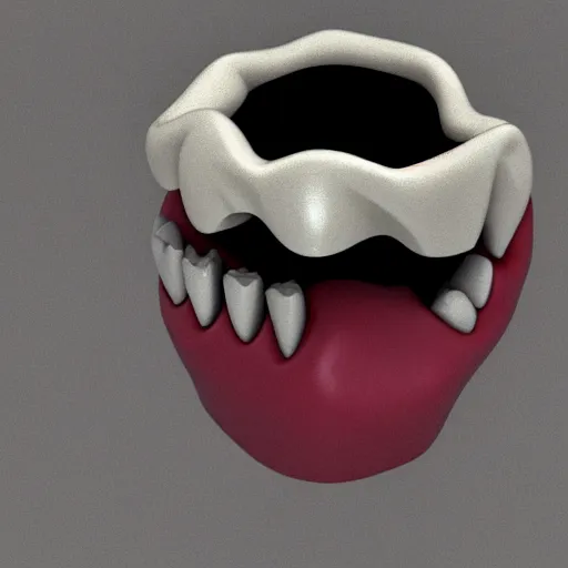 Image similar to poorly rendered 3 d set of teeth