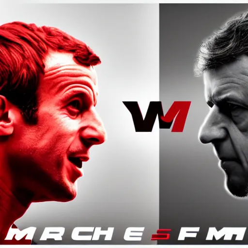 Image similar to emmanuel macron vs jean luc melenchon mma fight poster, versus, facing each other, artstationhd, artstationhq, cgsociety, r / art, movie poster