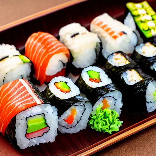 Image similar to Sushi closeup, detailed, 4k, photorealistic, professional photo, high details