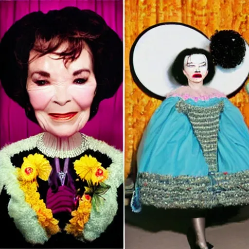 Image similar to nancy reagan dressed as bjork, painted by mark ryden,