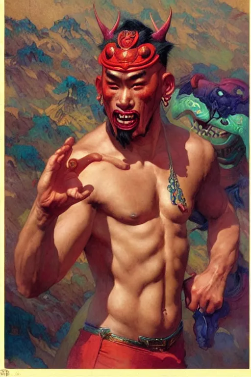 Image similar to monster, character design, ming dynasty, colorful, painting by gaston bussiere, craig mullins, j. c. leyendecker, tom of finland