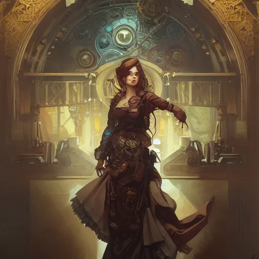 Prompt: steampunk gaming pc powerful, dramatic lighting, intricate, wild, highly detailed, digital painting, cinematic, artstation, concept art, sharp edges and focus, illustration, art by artgerm and greg rutkowski and alphonse mucha