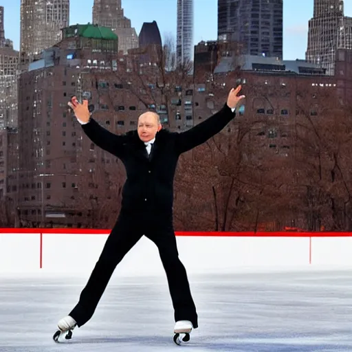 Image similar to putin skating through nyc