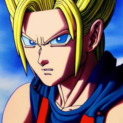 Image similar to ultra realistic portrait painting of android 1 8, art by akira toriyama, 4 k, dragon ball artstyle, cel shaded, highly detailed, epic lighting