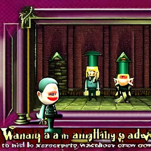 Image similar to the addams family with swords, all winking, Nintendo 64 Screenshot