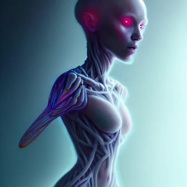 Prompt: digital art of a humanoid entity that resembles an insect in several ways, loop lighting, full body length shot, best on artstation, breathtaking, epic, stunning, gorgeous, much detail, much wow, cgsociety, wlop, pixiv, behance, deviantart, masterpiece, UHD, 8K