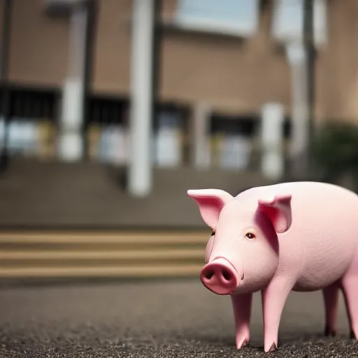 Prompt: pig wearing a suit and tie, ready for a meeting