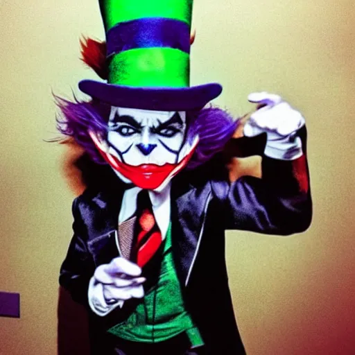 Image similar to cat in the hat as the joker