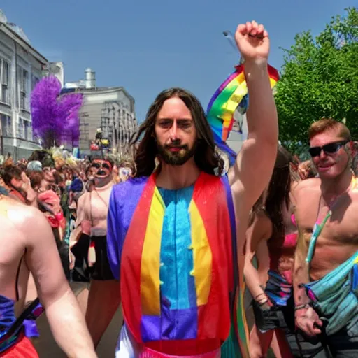 Prompt: jesus christ at the pride festival