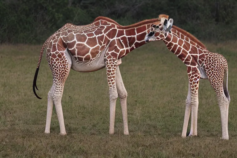 Image similar to dramatic realistic jiraffe with octopus legs