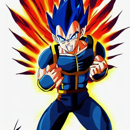 Image similar to fusion of vegeta and naruto, digital art, high quality anime artstyle, intricate