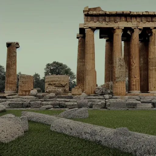 Image similar to 8 k hd detailed octane render of an ancient greek temple