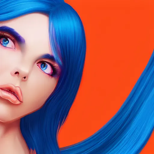 Prompt: hd photo of a pretty girl with blue hair, gradient background, trending on artstation