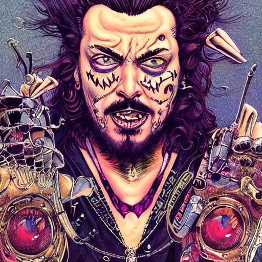 Prompt: portrait closeup of crazy post malone as vampire, symmetrical!!!!!!!!, by yoichi hatakenaka, masamune shirow, josan gonzales and dan mumford, ayami kojima, takato yamamoto, barclay shaw, karol bak, yukito kishiro