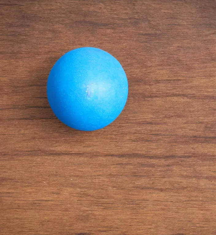 Image similar to a blue ball on a table