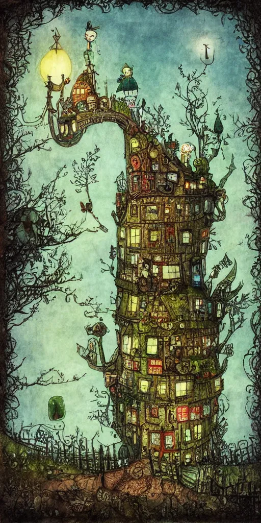 Image similar to a jack and the beanstalk scene by alexander jansson