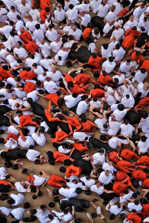 Prompt: running of the bulls, afternoon nap