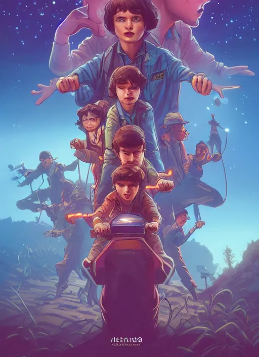 Image similar to hero world stranger things, behance hd by jesper ejsing, by rhads, makoto shinkai and lois van baarle, ilya kuvshinov, rossdraws global illumination