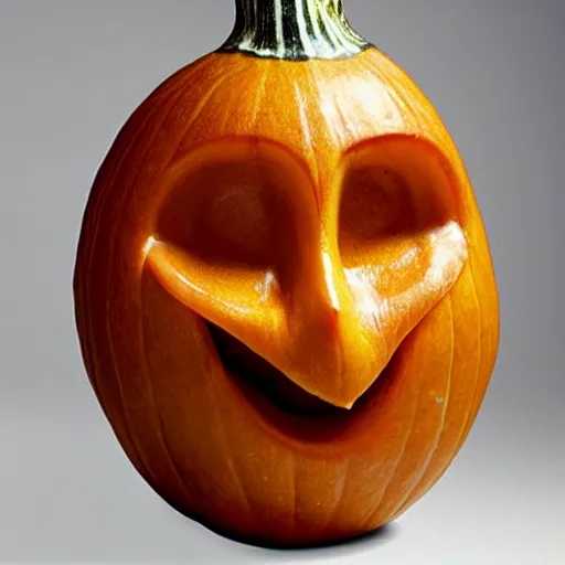 Image similar to a gourd shaped to look like the face of amber heard