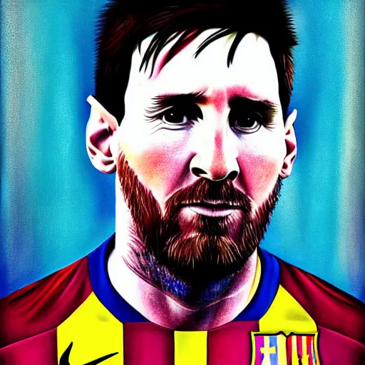 Image similar to a portrait of lionel messi by marry jane ansell