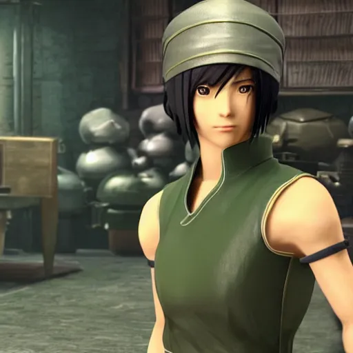 Prompt: toph beifong in final fantasy vii remake, character render, full body shot, highly detailed, in game render