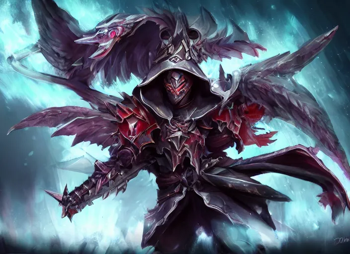 Image similar to champion splashart of champion made out of angel of death