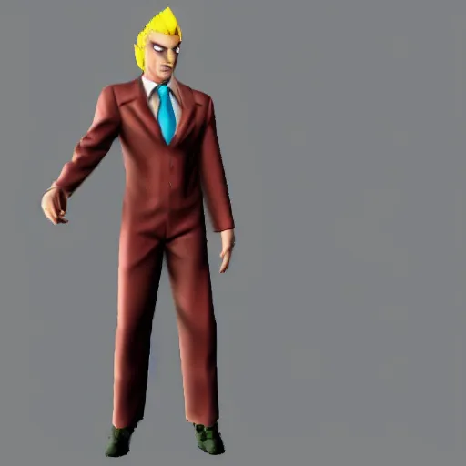 Image similar to Kira Yoshikage in n64 graphics, 3d model, old graphics, jojo, n64 graphics