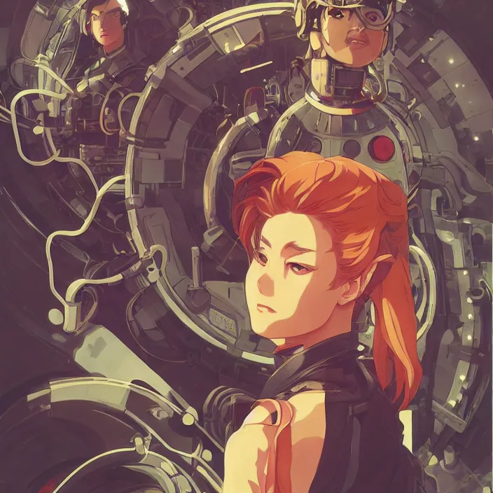 Prompt: anime portrait akira futuristic science fiction, mucha, hard shadows and strong rim light, art by jc leyendecker and atey ghailan and sachin teng