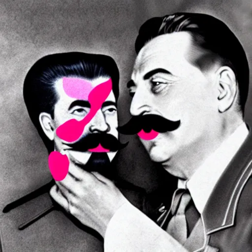 Prompt: stalin with pink moustache
