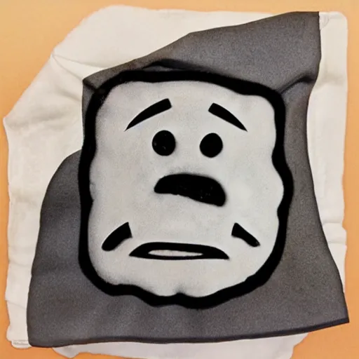 Image similar to an ice cube with a comically sad face crying over a wet rag