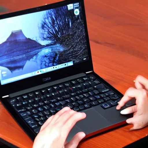 Image similar to laptop with hands that type on itself