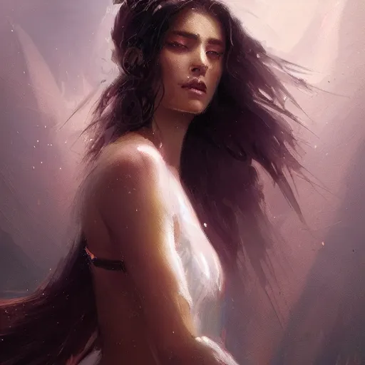 Image similar to a beautiful portrait of a goddess with reflective skin by greg rutkowski and raymond swanland, trending on artstation