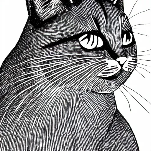 Image similar to one - line drawing of happy cat