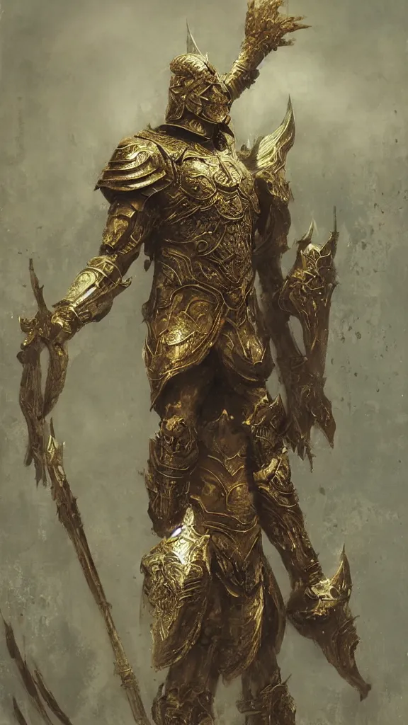 Image similar to zeus god, wearing thunder armor, greek ornamented armor, beksinski, ruan jia, weta workshop concept art