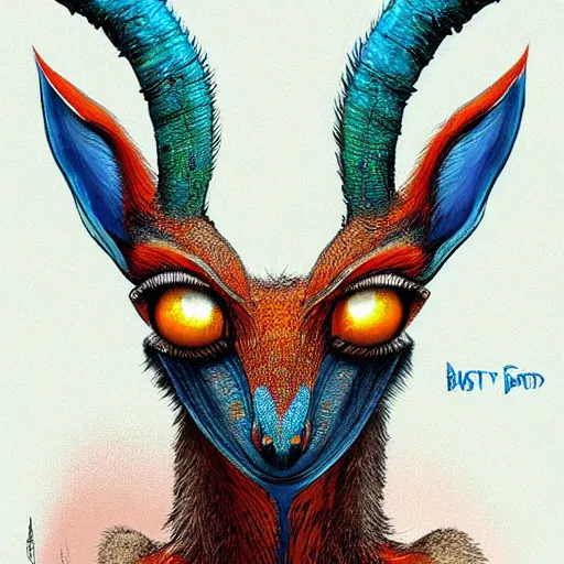 Image similar to a dik dik monster colorful, digital art, fantasy, magic, trending on artstation, ultra detailed, professional illustration by Basil Gogos