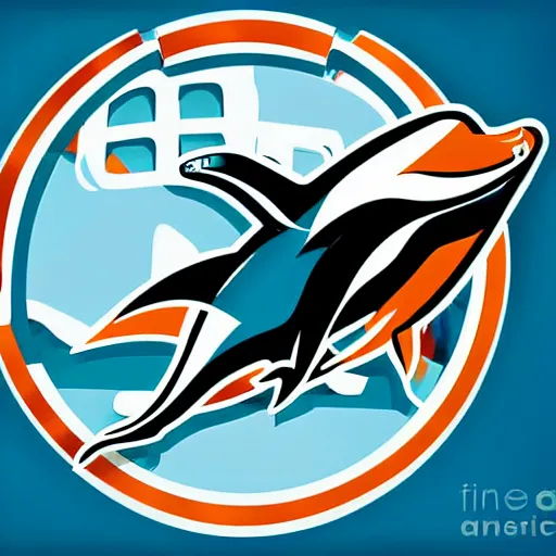 Image similar to miami dolphins logo, digital art, great detail
