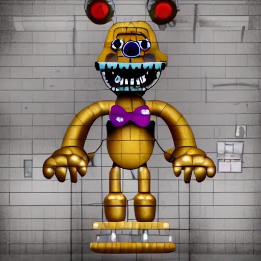 Image similar to a broken animatronic in a part of service room fnaf style photo - realistic digital art