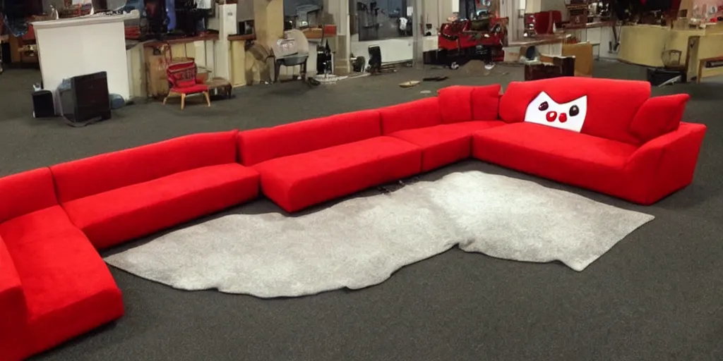 Image similar to Super Mario-shaped red couch