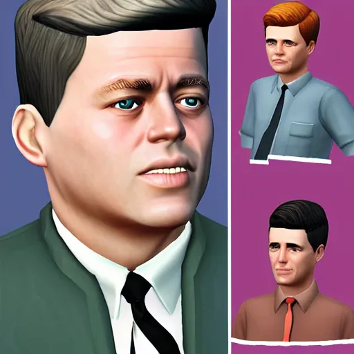 Image similar to jfk as a sims character