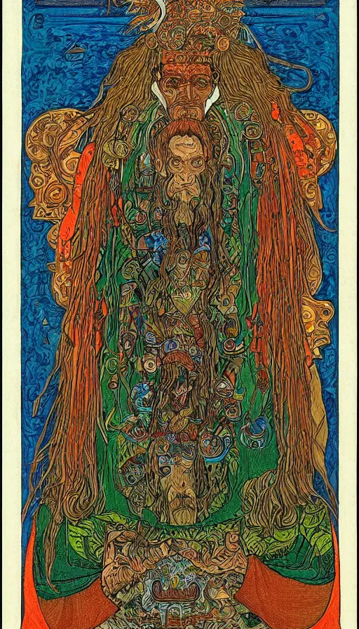 Prompt: portrait of a digital shaman, by ivan bilibin,