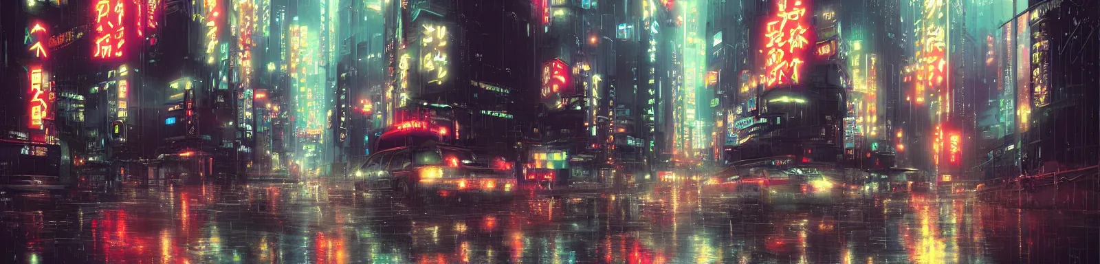 Image similar to neo - tokyo in the rain, by wlop, concept art, poster, high details